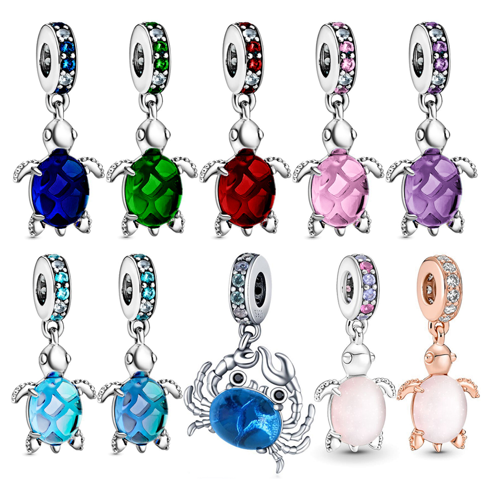 FewDook Fine Marine Series Sea Turtle Octopus & Crab Charm Fit Original Pan Bracelet DIY Animal Pendant Accessories Jewelry Designer for Women Gift 20