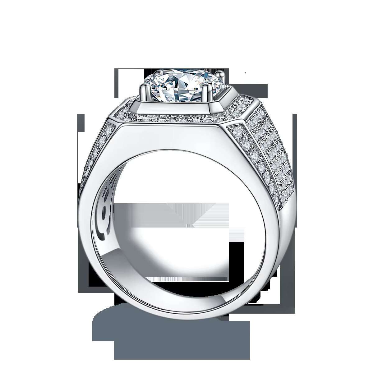 14446 Personalized 925 Sterling Silver Mens Engagement Wedding Ring Sparkling Multi-Diamond 3.0ct Moissanite Hip Hop Style