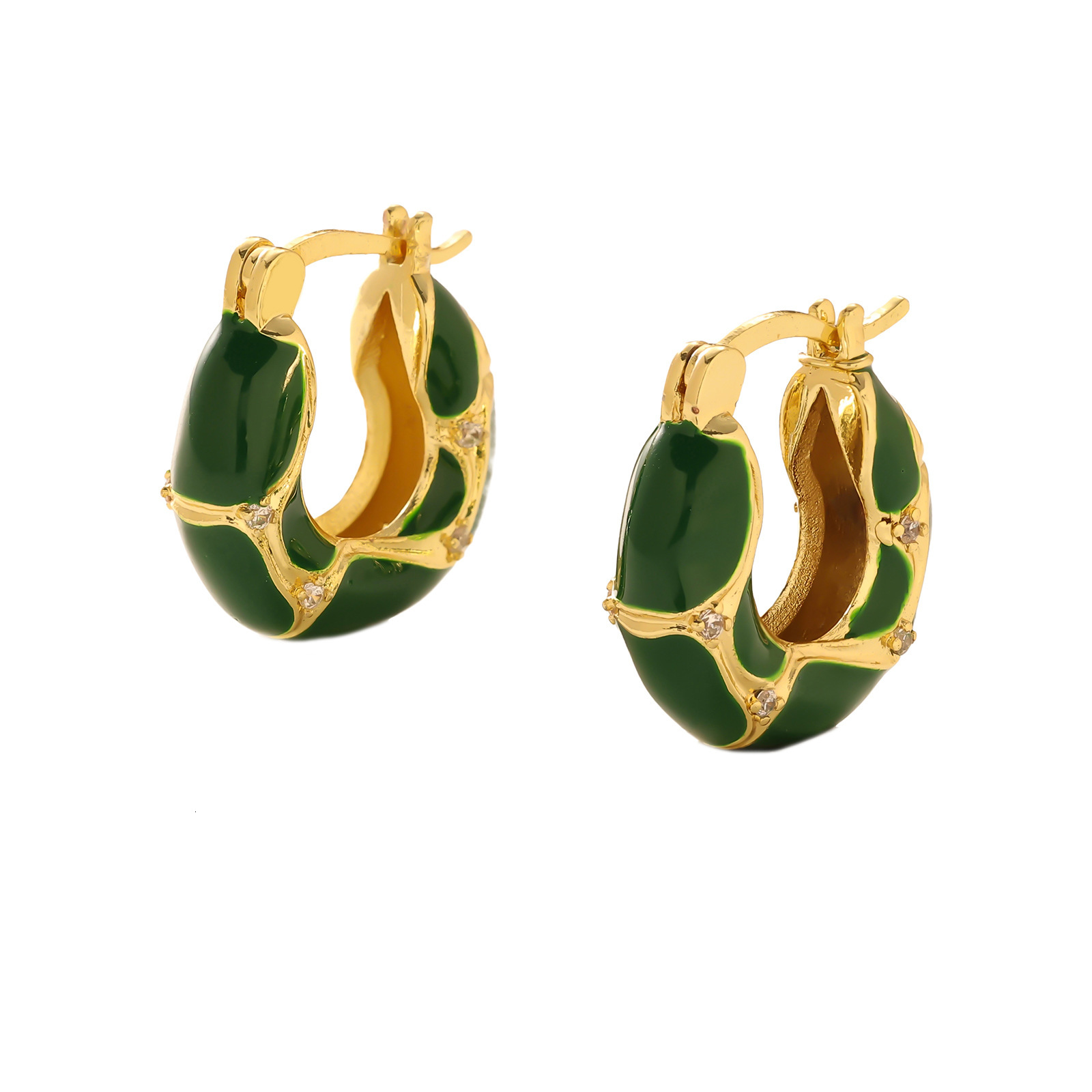 Minimalist Style Trendy Zircon Inlaid Bamboo Earrings Fashion Light Design Sense Ear Jewelry