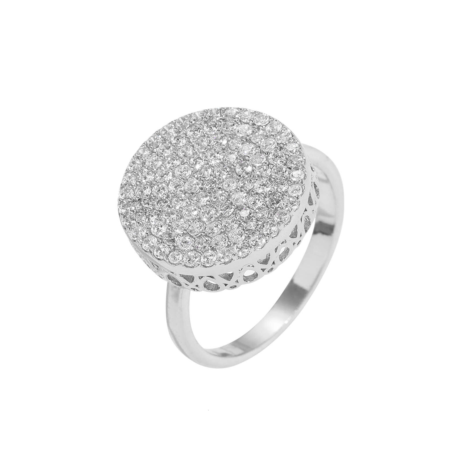 New Ring Round Ring Copper Micro Set Moissanite for Men and Women Simple and Personalized Open Ring Hip Hop Accessories moissanite