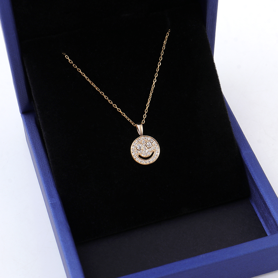 Provence Jewelry Custom Happy Smiley Face DEF VVS Lab Grown Diamond Hip-Hop Pendant Funny Face With White Yellow Rose 10k 14k 18k Solid Gold Options