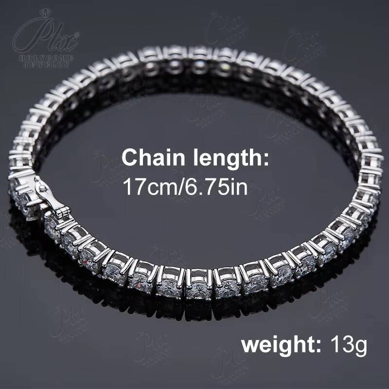 New 2-6.5mm Full Round Silicon Bracelet Jewelry Original Pure Sier Manganezite Women's Tennis Chain