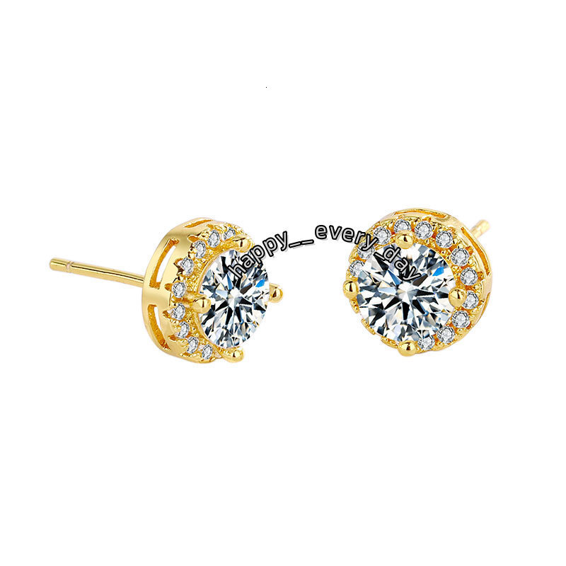 925 Sterling Silver Moissanite Earrings VVS Quality Fashionable Gold-Plated Screw Back Stud Hypoallergenic Jewelry