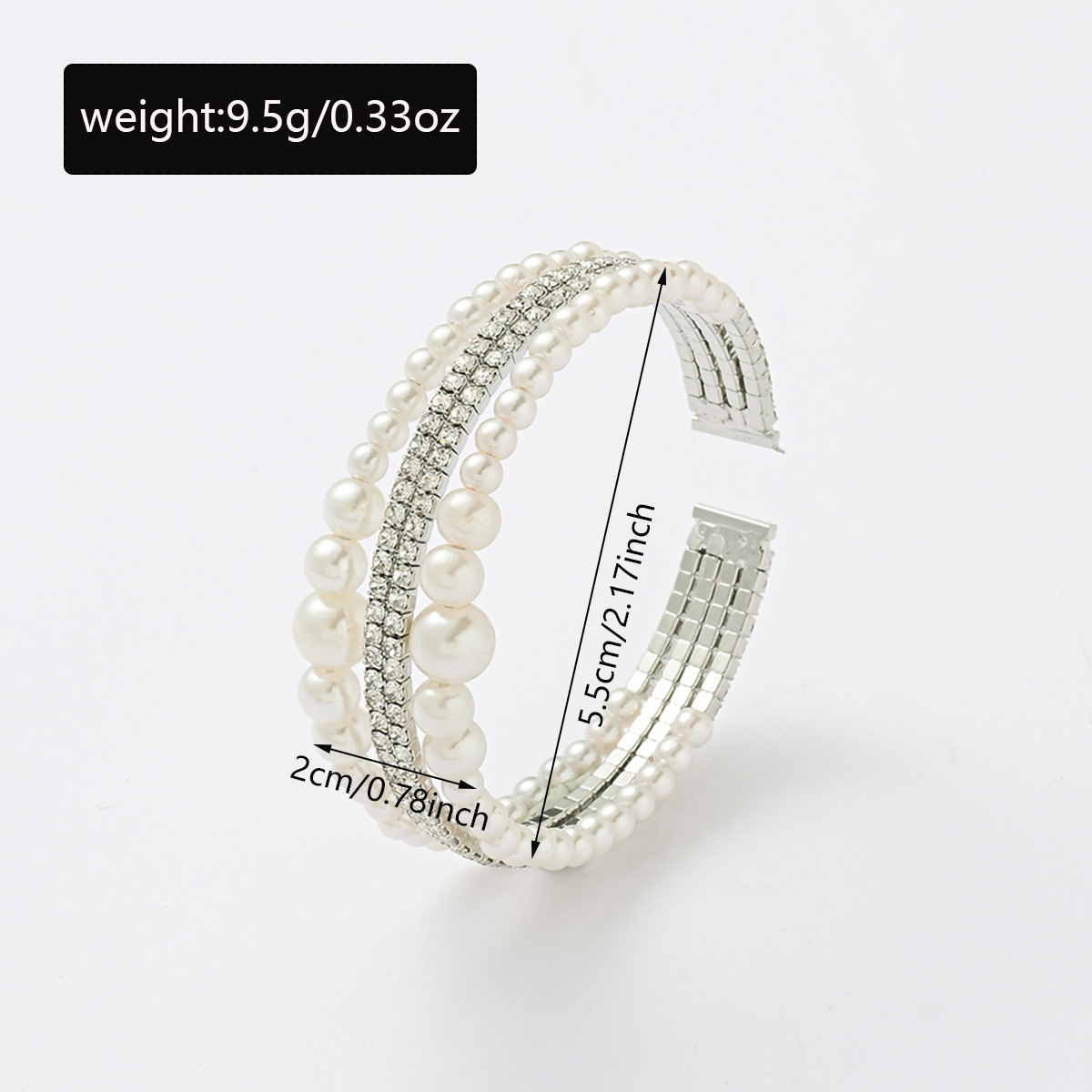 Hot selling Bridal Pearl Bracelet Luxurious High end Multi layer Adjustable Elastic and Full diamond Design