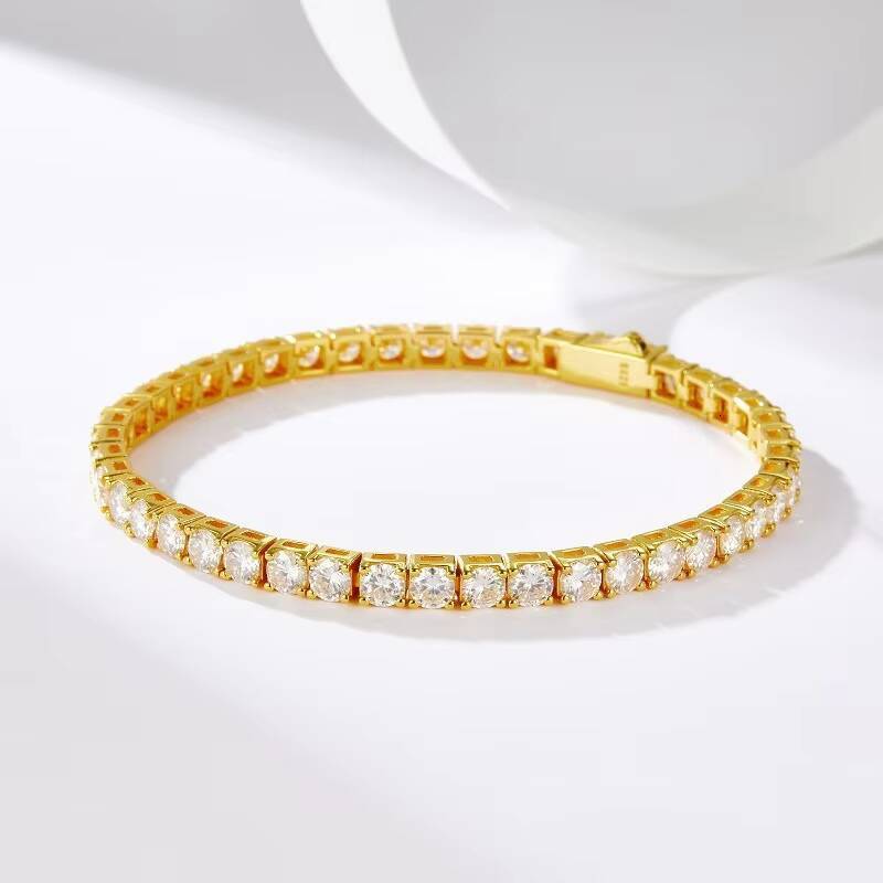 Iced Out 2mm 3mm 4mm 5mm VVS Tennis Sterling Sier Gold Plated Moissanite Bracelet for Men and Women