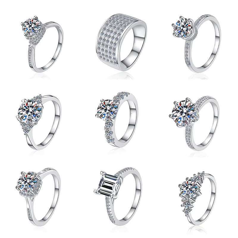 Wholesale Custom Design Oval Round Pear Cut Real Silver 925 Sterling Fine Jewelry Moissanite Diamond Rings for Men Women