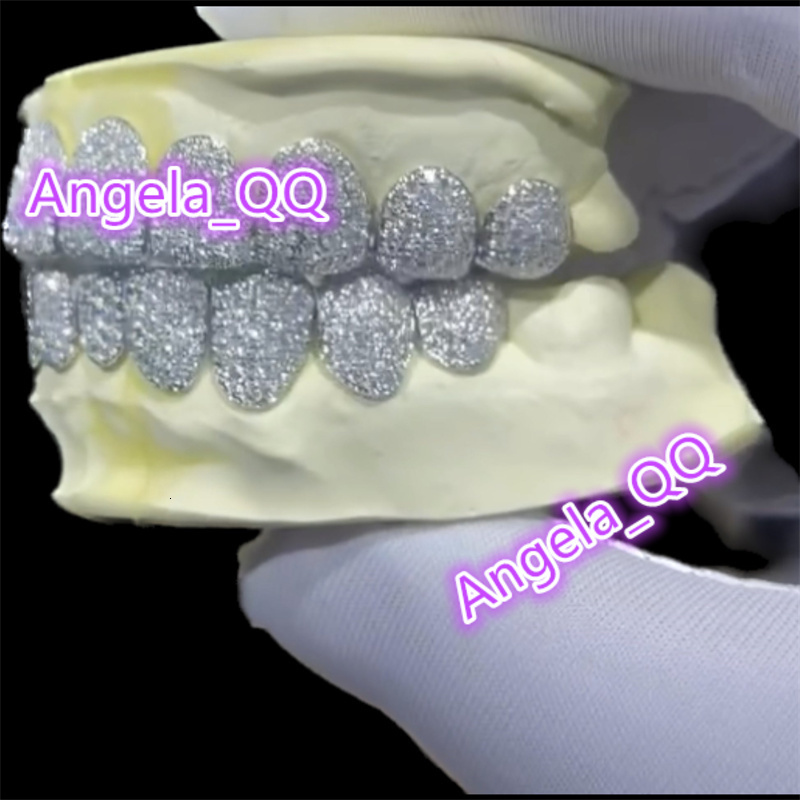 Hiphop Jewelry 925 Sterling Silver Gold Plated Custom Diamond Grillz for Teeth Iced Out VVS Moissanite Grillz