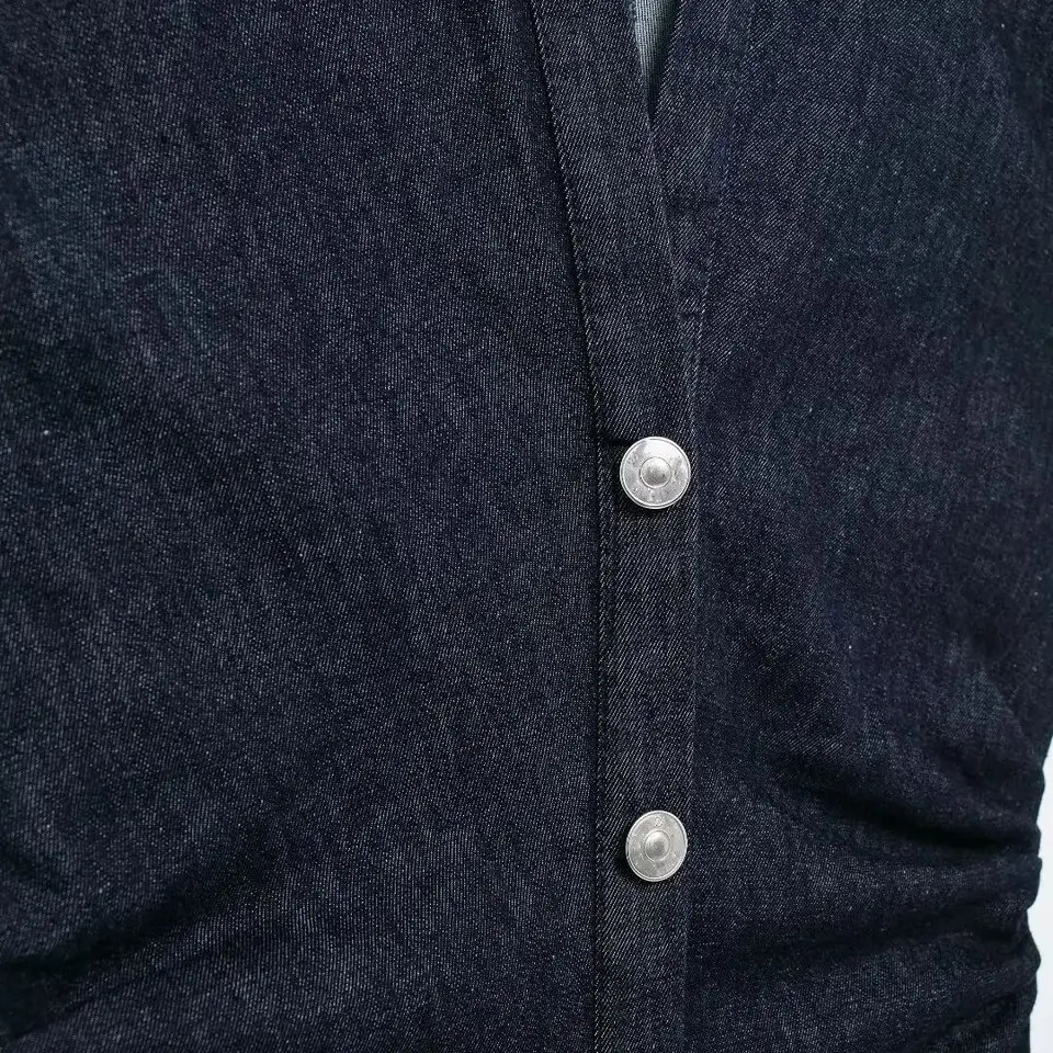 TRAFSHE Sleeveless Denim Long Dress Women Bodycon Tank Midi Dress Woman Summer Ruched Button Up Casual Dresses For Lady 250529