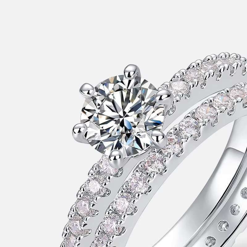 KACY Jewelry Moissanite Wedding Ring Set Moissanite Diamond Engagement Ring for Couple Sterling 925 Silver Ring