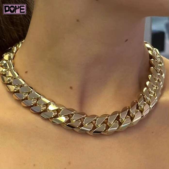 Luxury 8/10/12/14mm Cuban Chain Hiphop 925 Silver Gold Plated Monaco Chain Custom Clasp Plain Cuban Link Chain