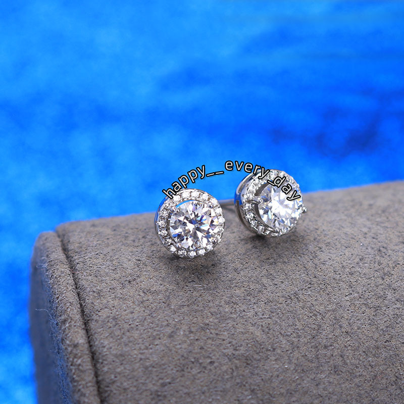 Merryshine Wholesale Women 925 Sterling Silver Gra Diamond Moissanite Studs Earrings