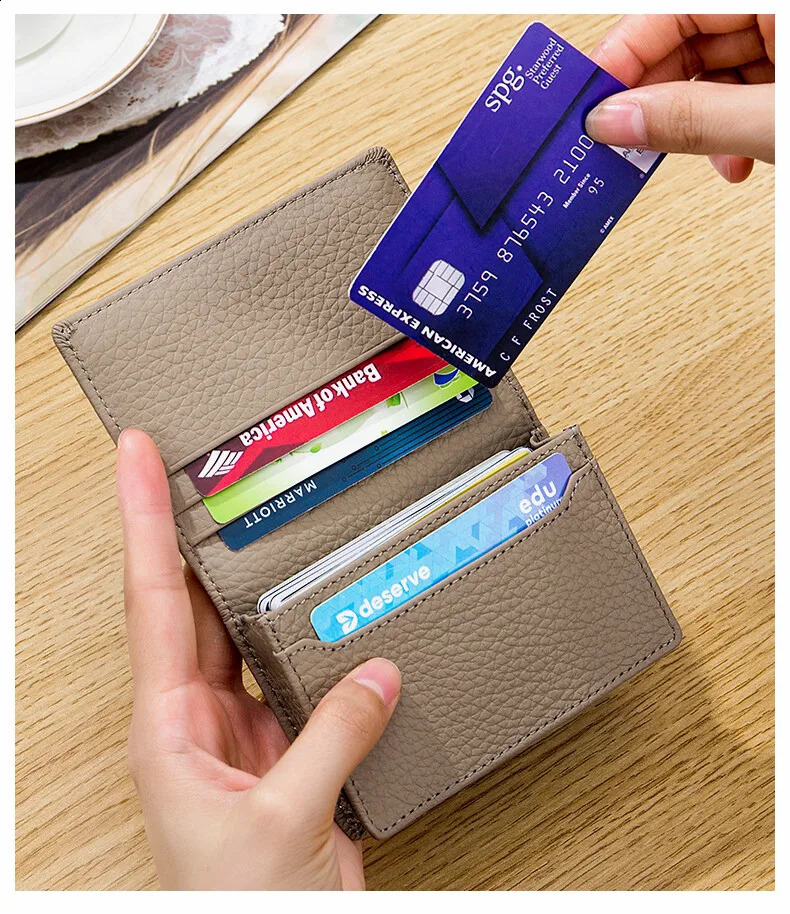 Genuine Leather Women Wallet Card Holder Small Purse Large Capacity Men Women Bank Business Holder Wallet Case 250528