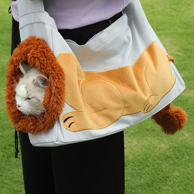 Pet Sling Carrier,Cat and Dog Sling Bag, Hands-Free, Spacious and Comfortable, Breathable mesh Bag with Safety Chain and Interactive Window L C31