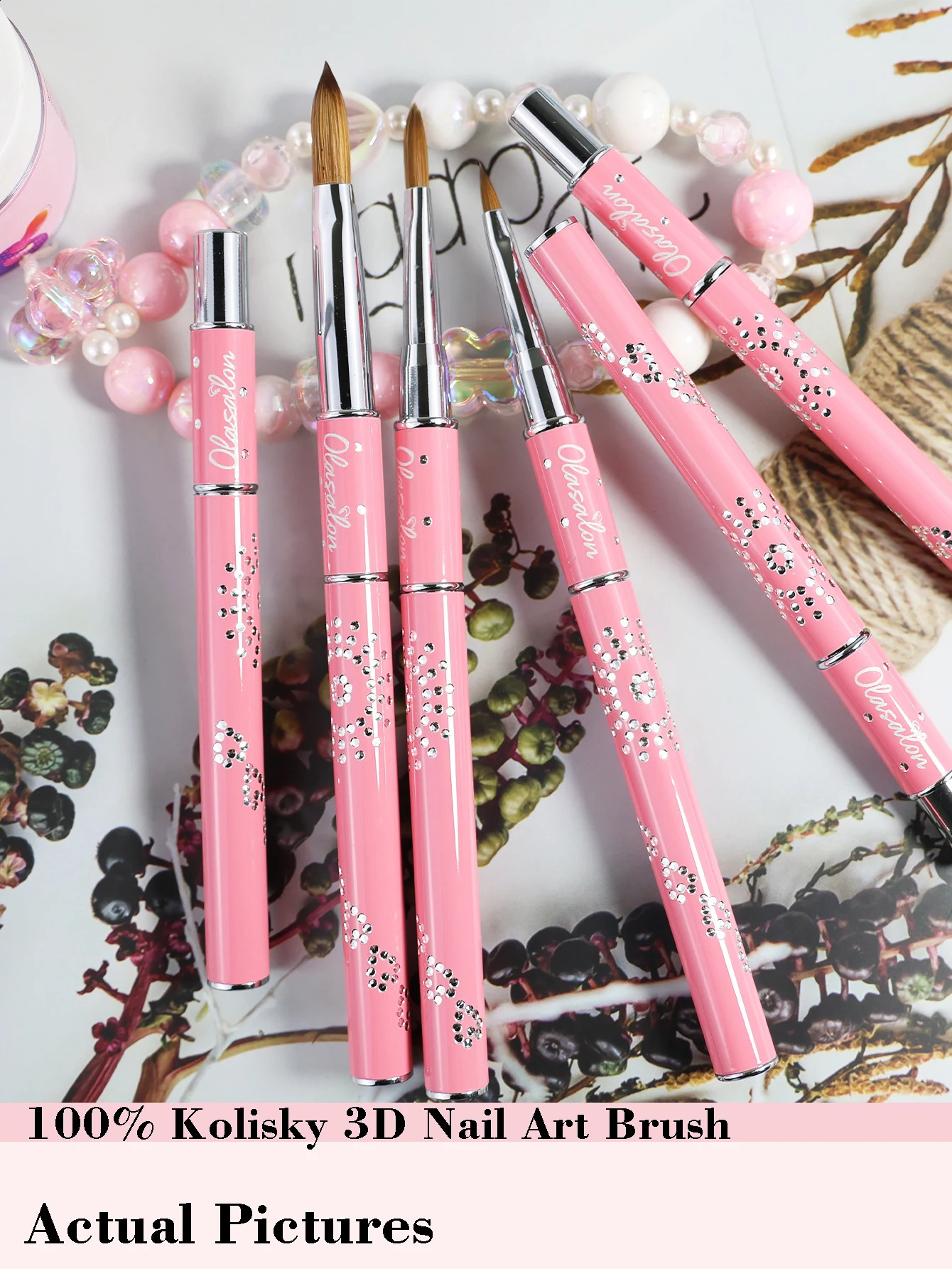 100% Kolinsky acrylic nail brush acrylic nail brush special for manicure pink metal handle classic style 250528