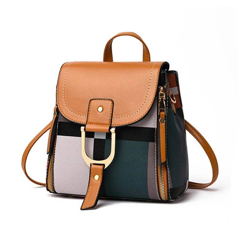 2025 New Fashion Small Pu Leather Backpack Designer Women's Retro Checkered School Backpack High Quality Travel Backpack Shopping Bag 3