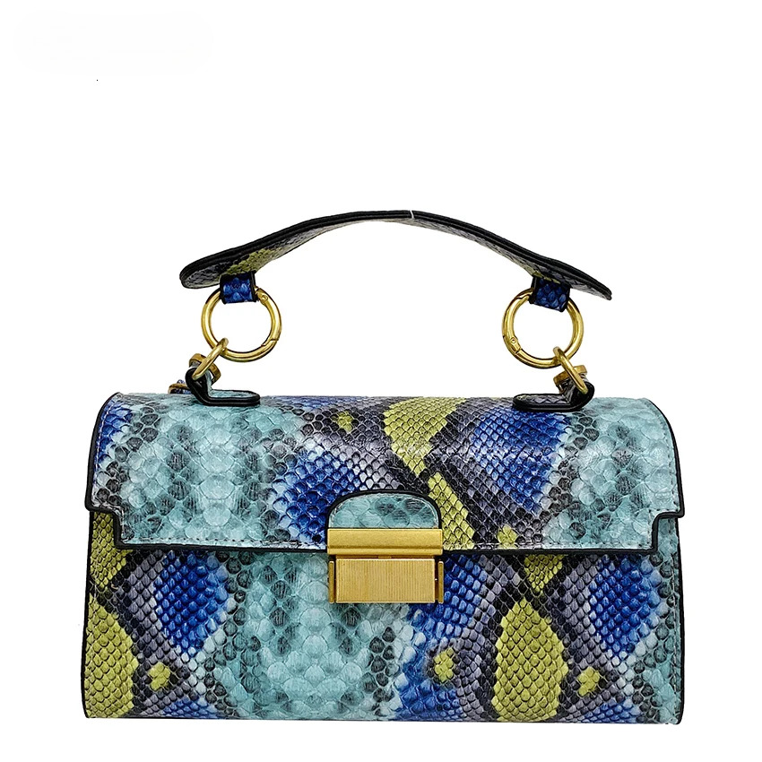 2025 New Handbag Designer Women's Serpentine Leather Crossbody Bag Fashion Small Shoulder Bag Square Trendy Shoulder Bag 3