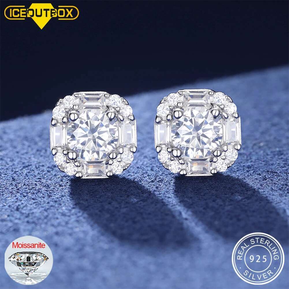 S925 2.12ct Moissanite Ear Stud Earrings For Women 925 Sterling Silver Sparkling Piercing Earring Fine Wedding Jewelry Gifts