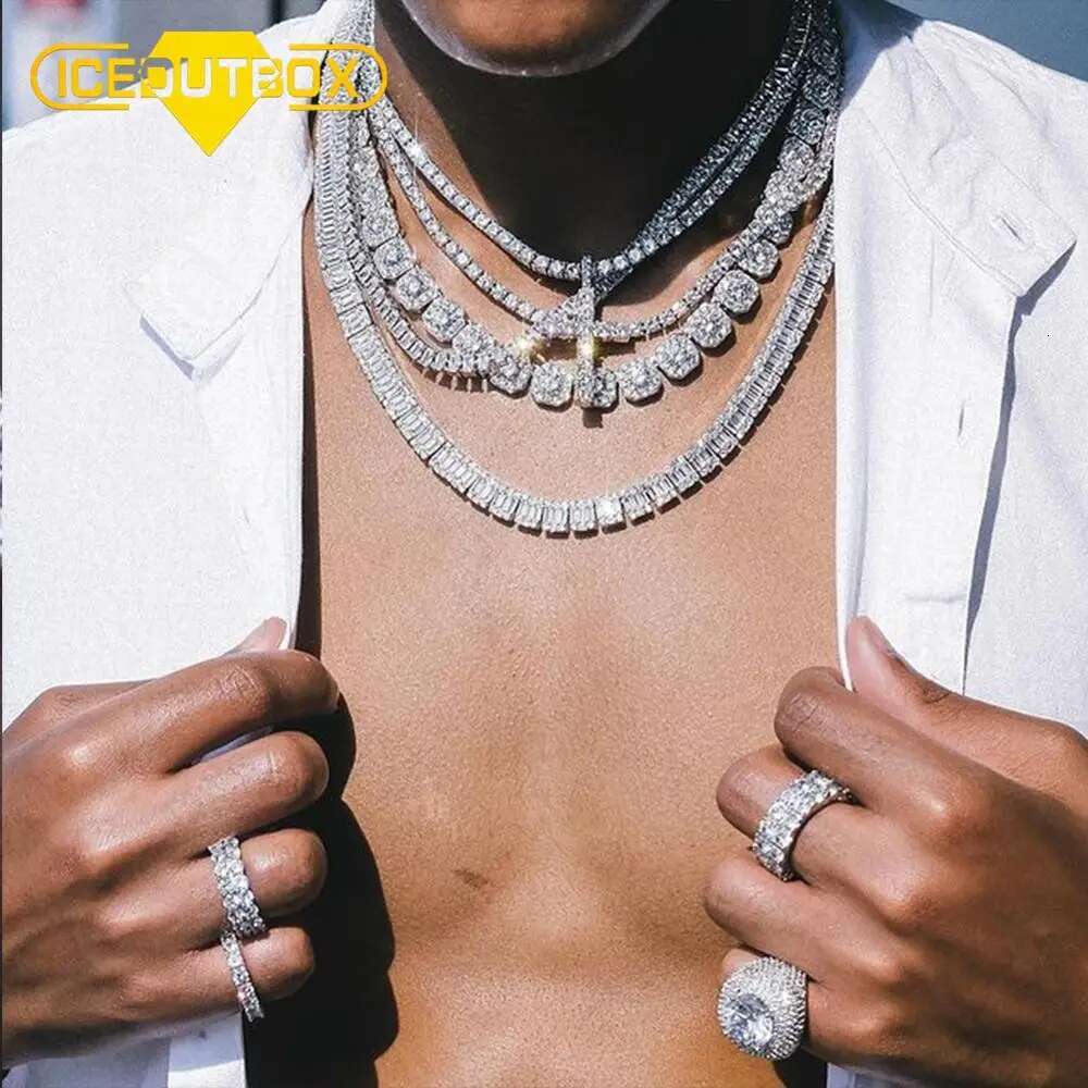 iceoutbox 3mm 4mm 5mm 8mm tennis chain bling aaa zircon 1 row tennis necklace copper men hip hop jewelry 1630inch dropshipping