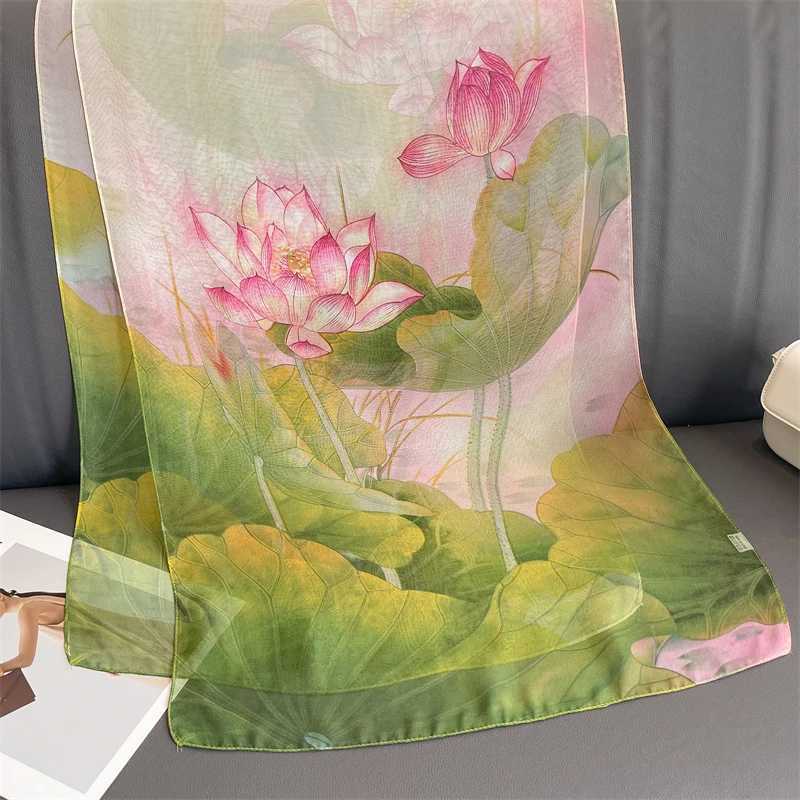 Luxury Brand Women Beach Scarf Georgette Silk Shawls Design Print Headband Female Summer Headband Wraps Sunscreen Hijab 2023 W250602