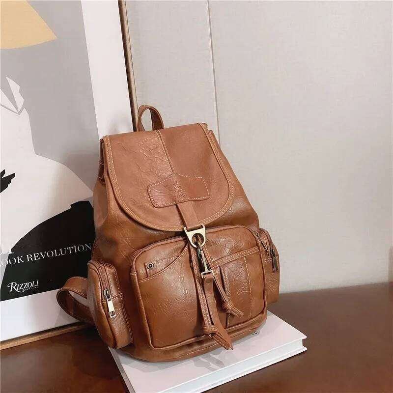 Designer Bag Vintage Women Backpack High Quality Leather School Bags For Teenage Girls Large Drawstring Backpacks Black Brown Rucksack XA H