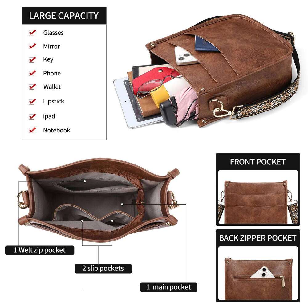 Bags For Women Large Capacity Designer Handbag Women's Crossbody Bags PU Leather Single Shoulder Straddle Bag 7629