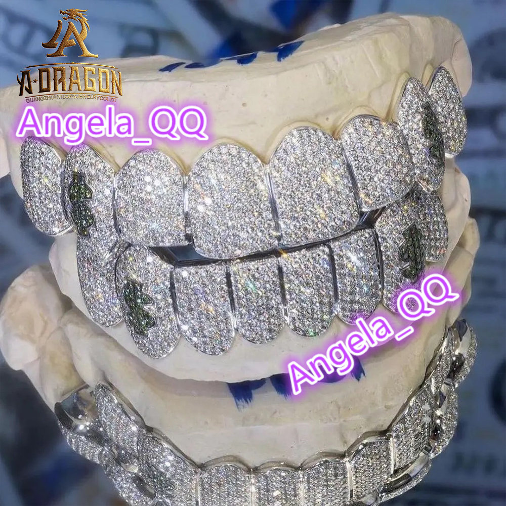 Custom Vvs Moissanite Grill Hip Hop Style Iced Out Princess Cut Diamond 925 Silver Fine Jewelry Grilliz for Men Women