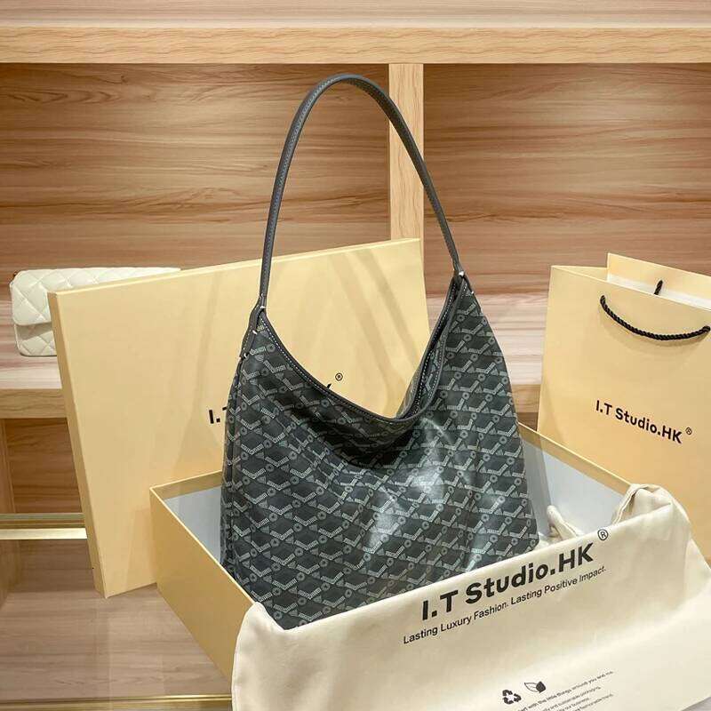 Vintage Handheld Dog Tooth Hobo Tote Letter Printing Portable And Fashion Shoulder Bag With Large Capacity