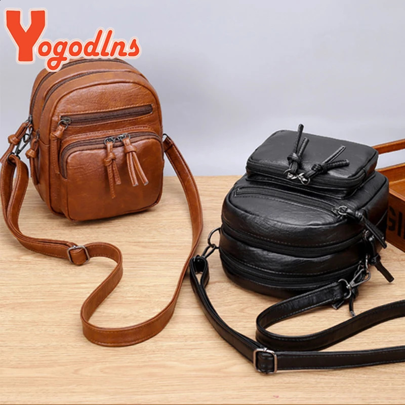 Yogodlns Vintage Crossbody Bag Women Soft PU Leather Shoulder Bag Multifunction Messenger Bag Small Square Bag Big Capacity Bag 250526