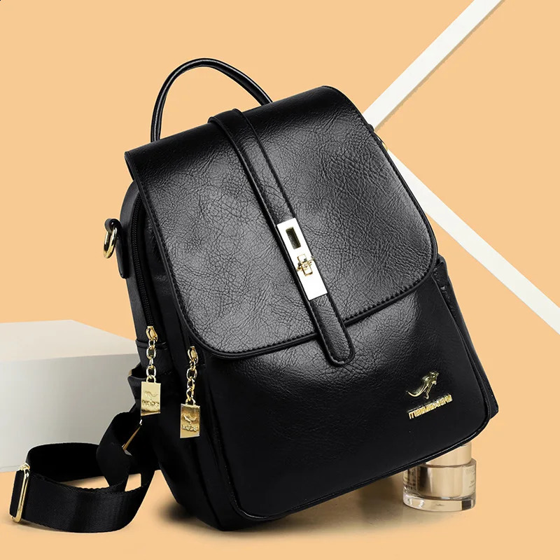 Genuine Leather Shoulder Bag Female Fashion Ladies Backpack Hundred Large Capacity Single Shoulder Bag 250526