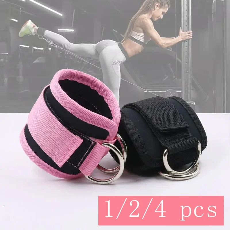 124Pcs Cable Ankle Straps Double DRing Adjustable Cuffs Gym Workouts Glutes Legs Strength Training Brace Support Sport 250530