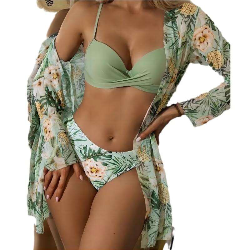 Wholesale split style suspender three-piece swimsuit for women in Europe and America, bikini 2025 new casual fashion trend clothing