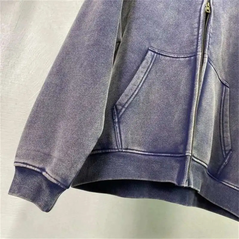 PFNW High Street Vintage Washed Distressed Hooded Zipper Sweatshirts Mens American Trendy Cardigan Oversized Outerwear 28W5687 250529