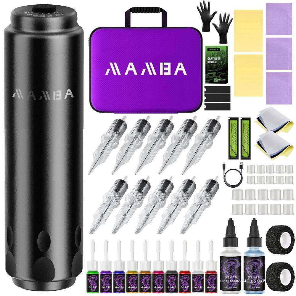 Wireless Hine 1500Mah Built-In Battery Capacity Gun Kit With 5Ml Pigment Tattoo Ink Cup Toolbox