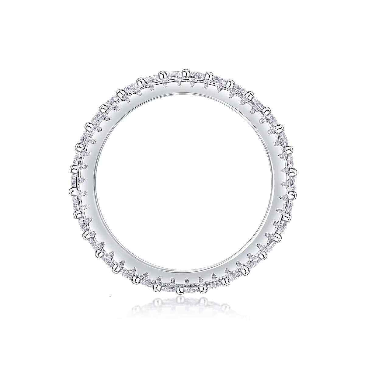 Zanlong 13251 d Color Vvs1 18k White Gold Sterling Silver Three Row Men Women Full Eternity Stone Irregular Ring Moissanite Band