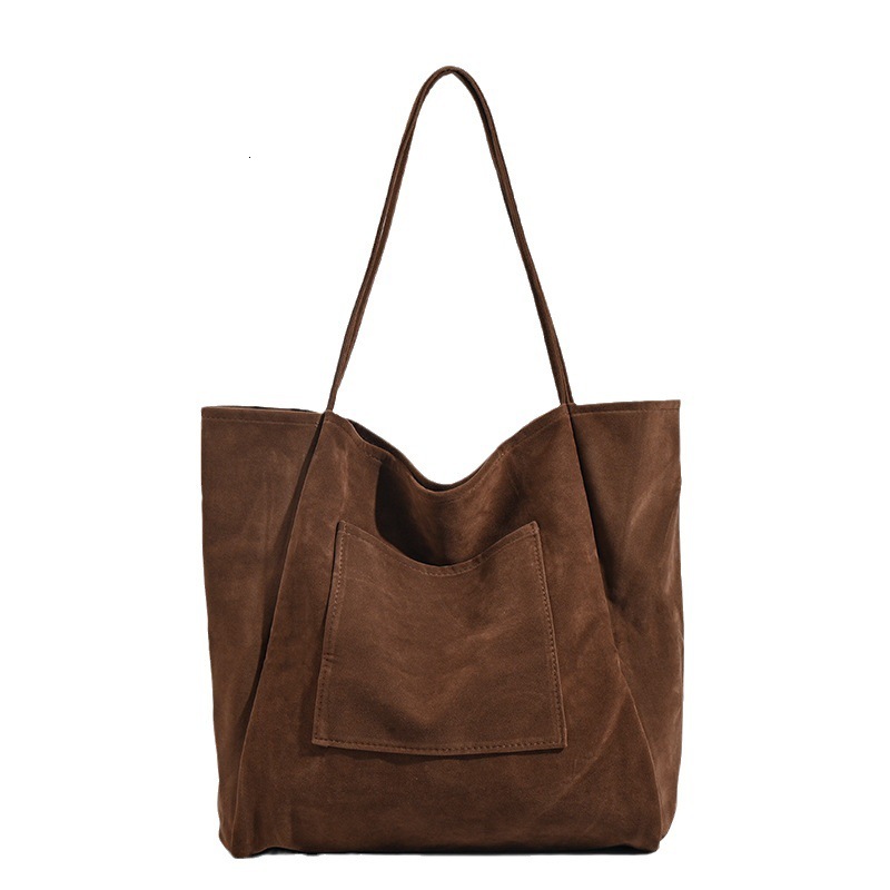 designer Autumn Winter Large Capacity Suede Lazy Style Single Shoulder Bag Large Bag Artistic Student Versatile Handbag Large Capacity Shopping Bag