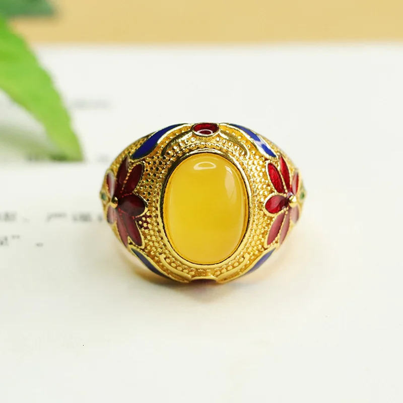 Natural Amber Ring Yellow Beeswax Finger Rings Finger Ring Jewelry 250526