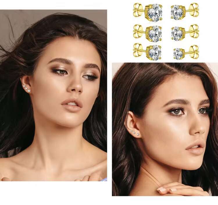 Popular 925 Sterling Silver 1ct Moissanite Diamond Classic Four Claw Threaded Male and Female Stud Earrings