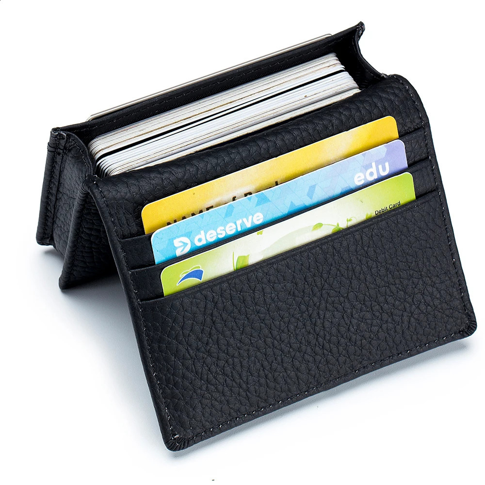 Genuine Leather Women Wallet Card Holder Small Purse Large Capacity Men Women Bank Business Holder Wallet Case 250528