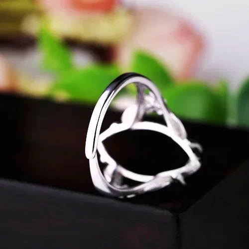 925 Sterling Silver Ring 10x20mm Marquise Cabochon Semi Mount Ring for Amber Agate Turquoise Fine Jewelry Setting Classic 250526