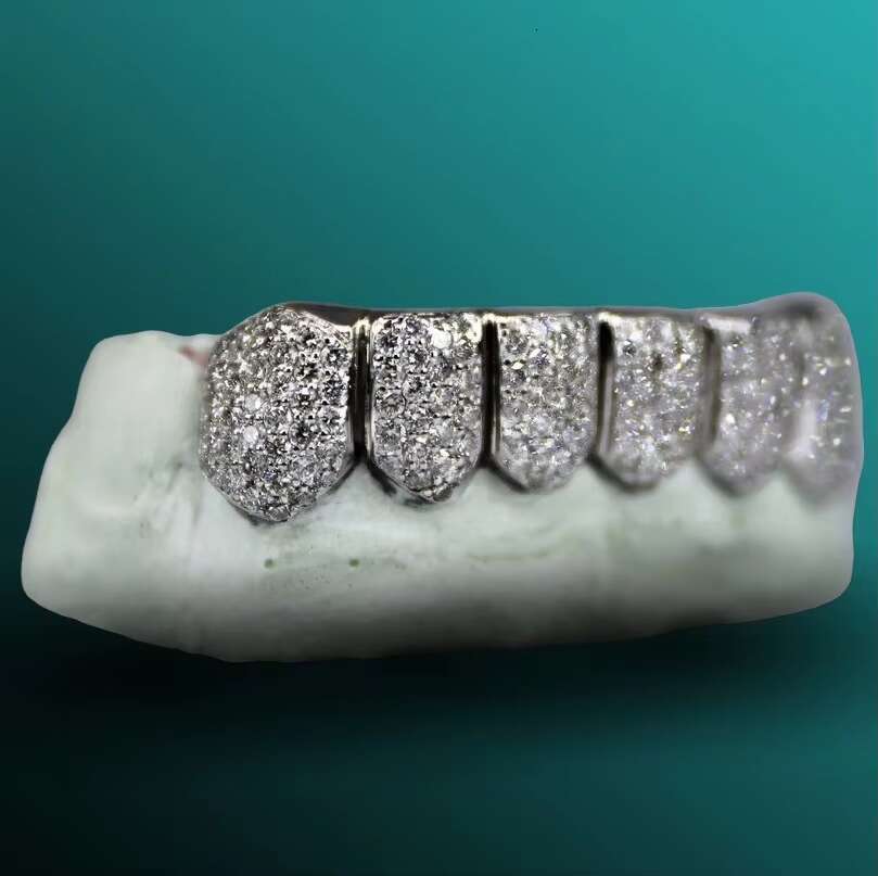 Premium Quality Most Expensive Silver Teeth Studded Moissanite Diamond Teeth Available at Affordable Price Grillz
