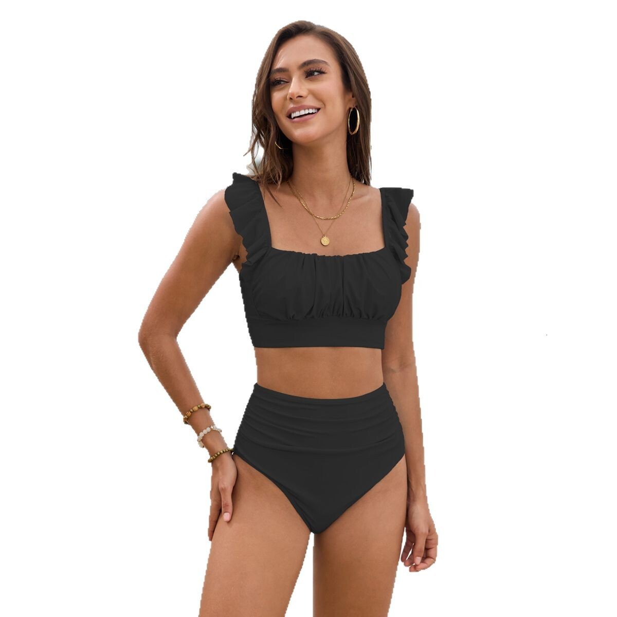 Outdoor Summer Beach Sexy Womenfree Shipping 2025 New Designer Shoes 2025 New Flyedge Lotus Leaf Three Piece Set Swimsuit Split Bikini