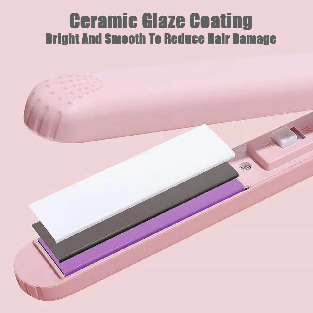 Pink Ceramic Flat Iron Hair Straightener For Smooth Finish Ceramic Floating Plates Quick Heat Up Pro Salon Curler Hair Wand 250529
