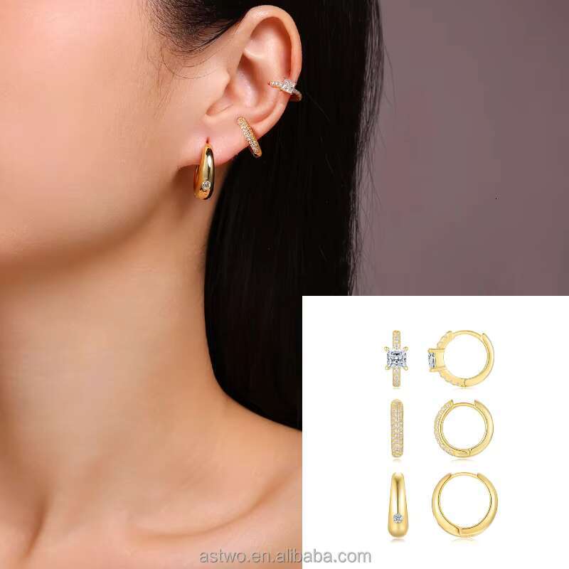 Stackable Moissanite Earrings S925 Silver 18K Gold Plated Four Pronged Stud Earrings Moissanite Earrings