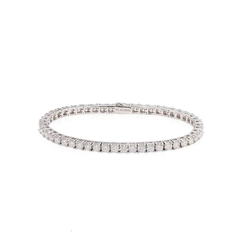 Sterling Sier 3-5mm Moissanite Tennis Bracelets Rhodium Plated Jewelry for Women