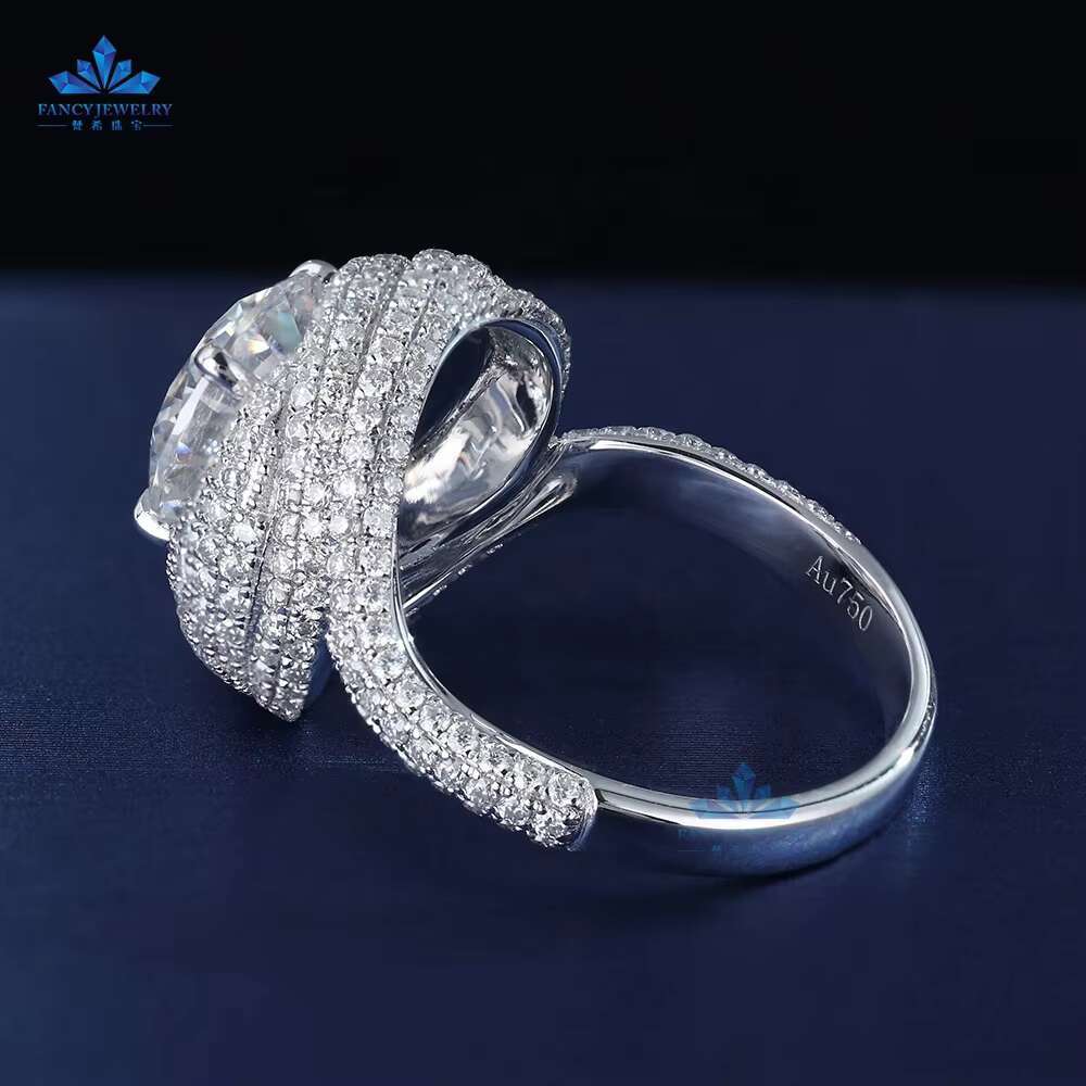 Wuzhou Fancy Jewelry Solid Gold Ring Women Diamond Ring Real Lab Moissanite Diamond 18k Gold Ring