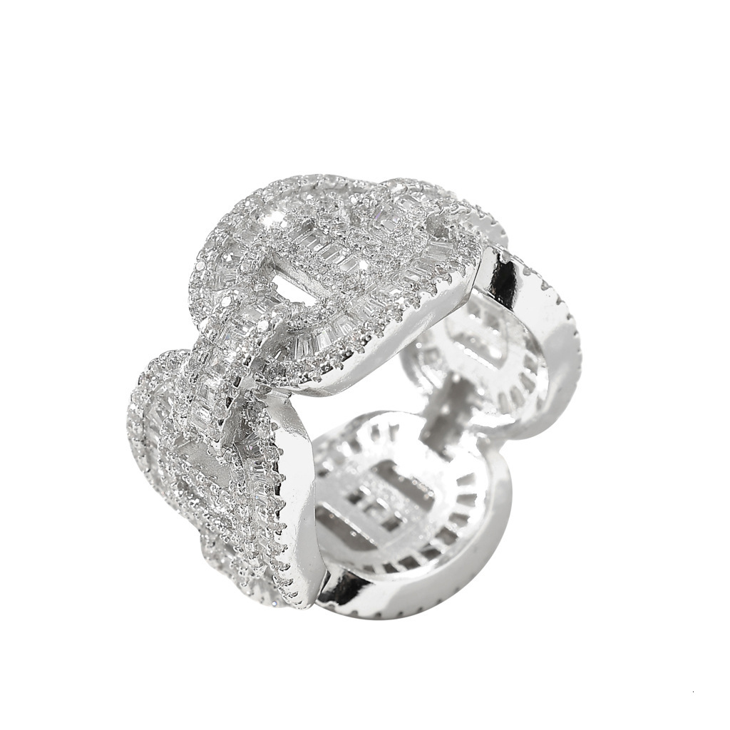Hip hop ring T square ring with Moissanite tide brand personalized mens ring accessories moissanite