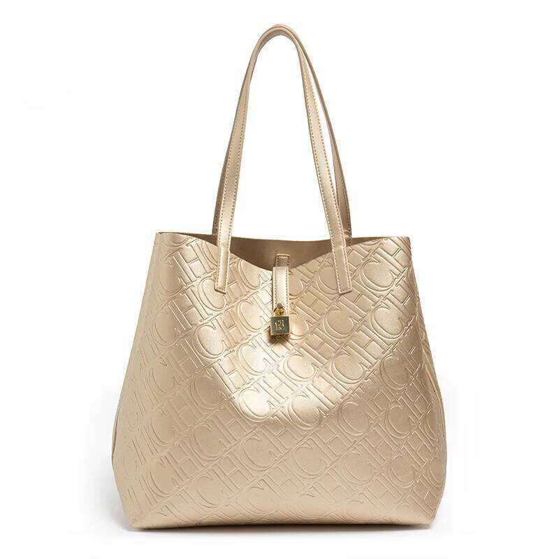 CH Premium Feeling Pure Colour Letter Emed Design Handbag Shoulder Bag Classic Fashion Ladies Crossbody Large Capacit