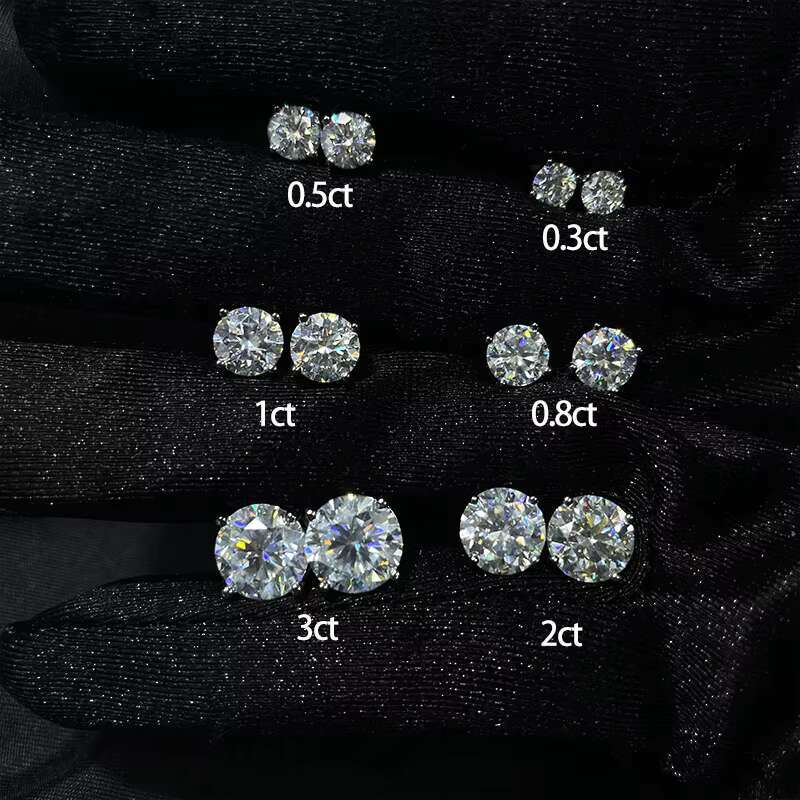 Pass Diamond Tester Cut Diamond Hiphop Stud Earrings Moissanite S925 Silver for Men Women Jewelry With GRA Certificate