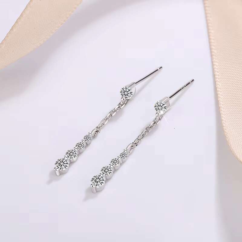 Wholesale Moissanite Jewelry 0.7carat Vvs1 GRA Certificate Long Tassel 925 Earrings Silver Jewelry for Women Korean Earrings