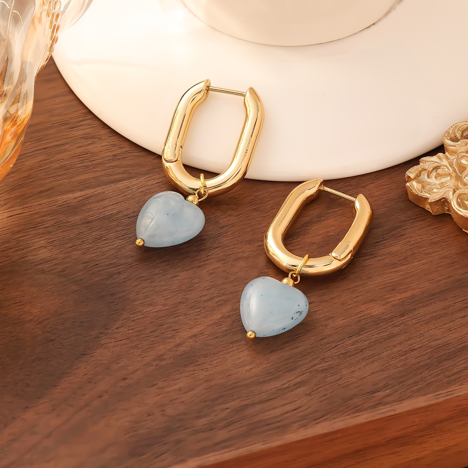 Gold Stainless Steel Hoop Colorful Earrings Jewelry